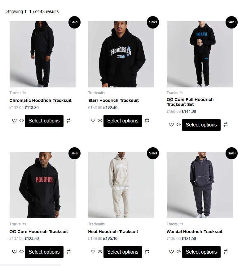 Hoodrich Tracksuits Range and Variety Available