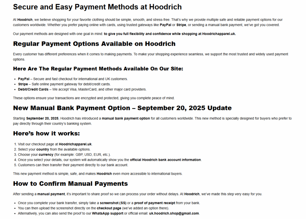 Secure and Easy Payment Methods at Hoodrich 1